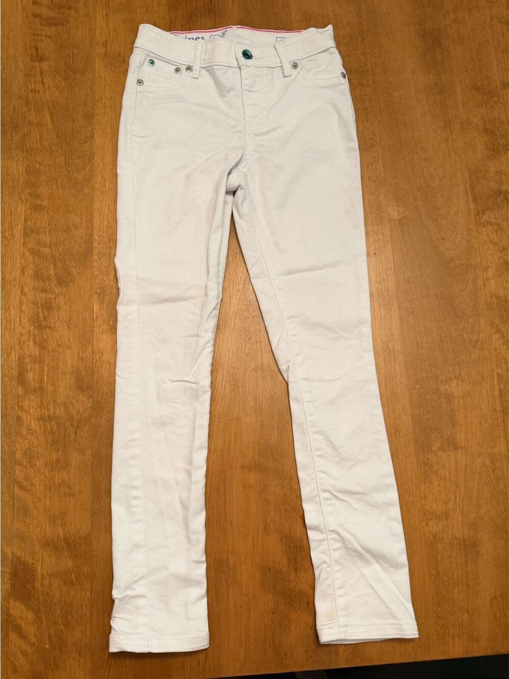 Vineyard Vines Kids Girls White Jeans Size 8 Straight Leg Adjustable Waist